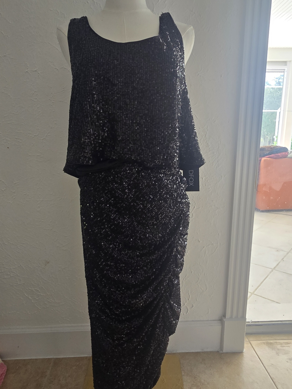 Wildfox Armidale Black Sequin Top & Skirt Set XL NWT